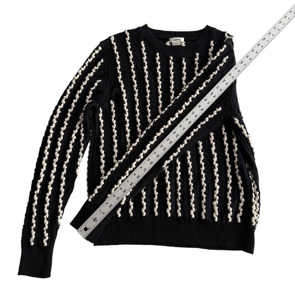 Jason Wu Two Tone Linen Cotton Woven Stripe Navy Cream Pullover Sweater M - Picture 11 of 12